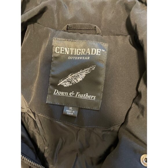 Centigrade Black Quilted Long Down Blend Filled Full Zip Coat Sz XL - Picture 11 of 14